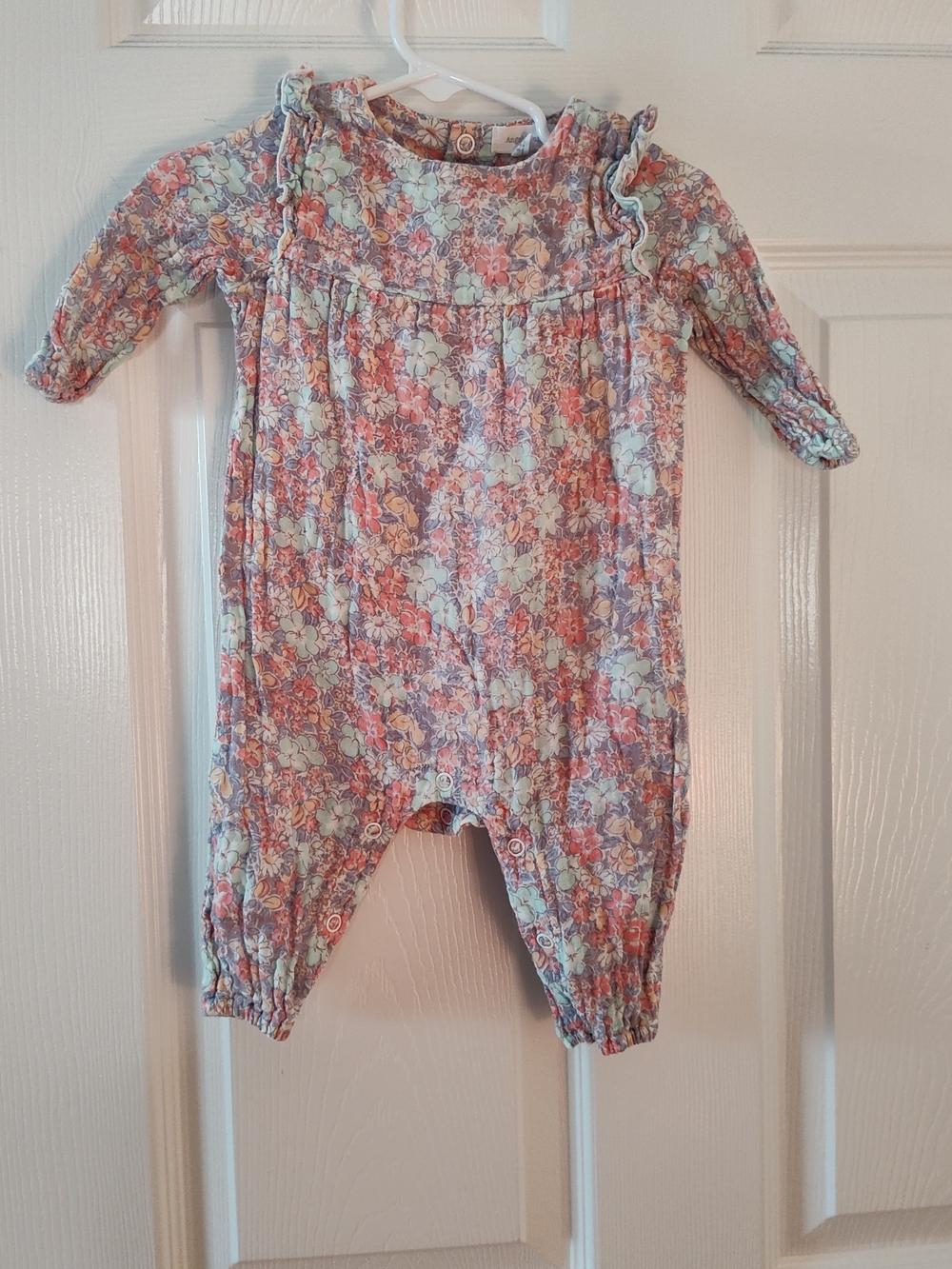 Angel Dear Floral Ruffle Romper in Pink, Mint & Lavender